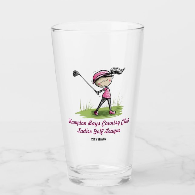 Maßgeschneiderter Golf Club Ladys League Drink Gla Glas (Vorderseite)