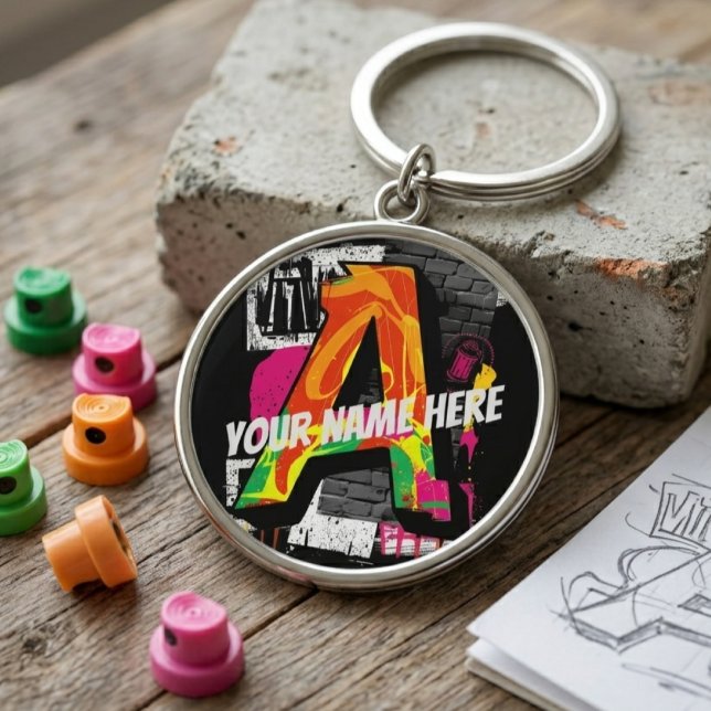 Maßgeschneiderter Graffiti-Stilbrief "A" Graphic Schlüsselanhänger (Von Creator hochgeladen)