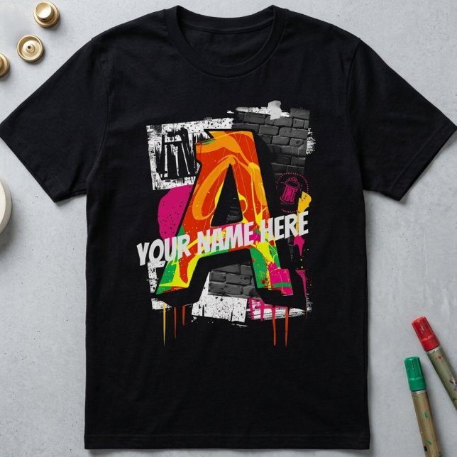 Maßgeschneiderter Graffiti-Stilbrief "A" Graphic T-Shirt (Von Creator hochgeladen)