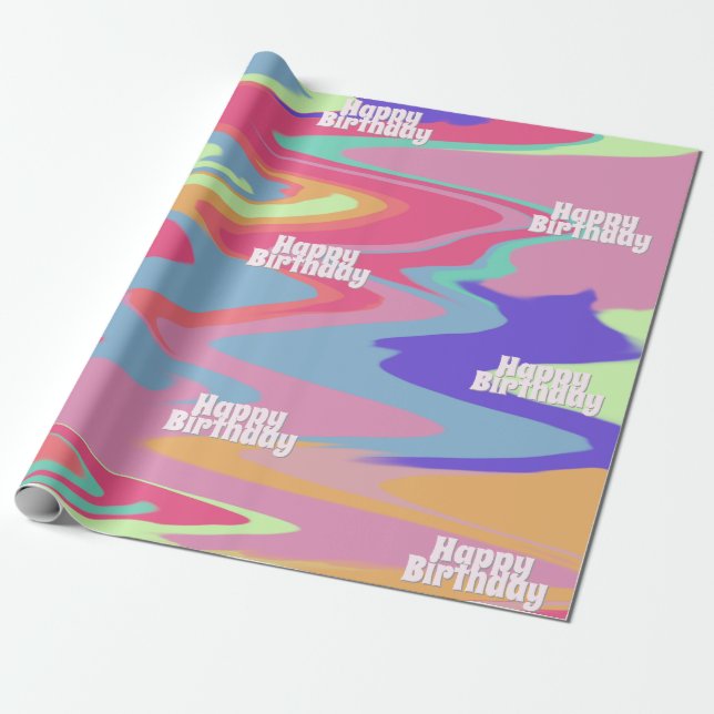Maßgeschneiderter Groovy Geburtstag Geschenkpapier (Ungerollt)