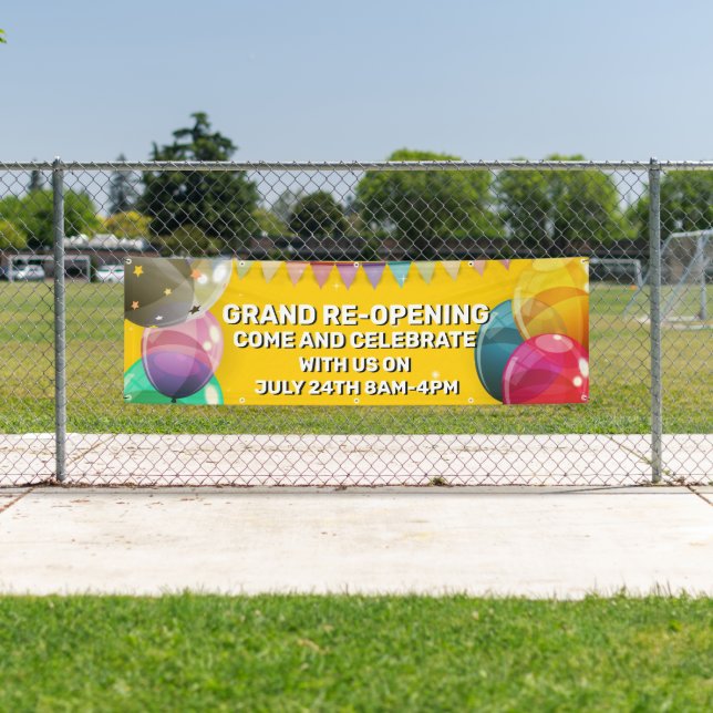 Maßgeschneiderter Großer Re-Opening-Ballons-Laden Banner (Insitu)