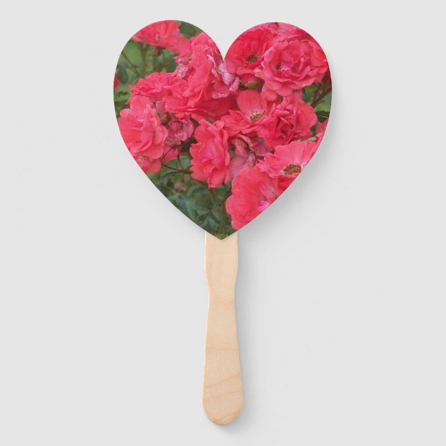 Maßgeschneiderter Handlüfter - Lachsfarbene Rose Fächer (Vorderseite)