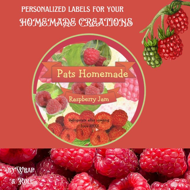 Maßgeschneiderter hausgemachter Himbeermarmelade Runder Aufkleber (Von Creator hochgeladen)