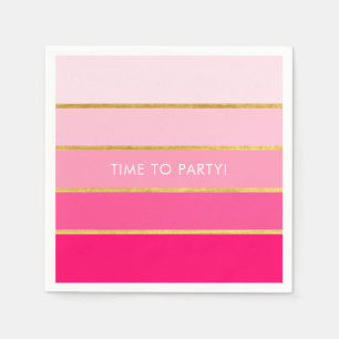 Maßgeschneiderter, heller Rosa- und Goldstreifen Serviette