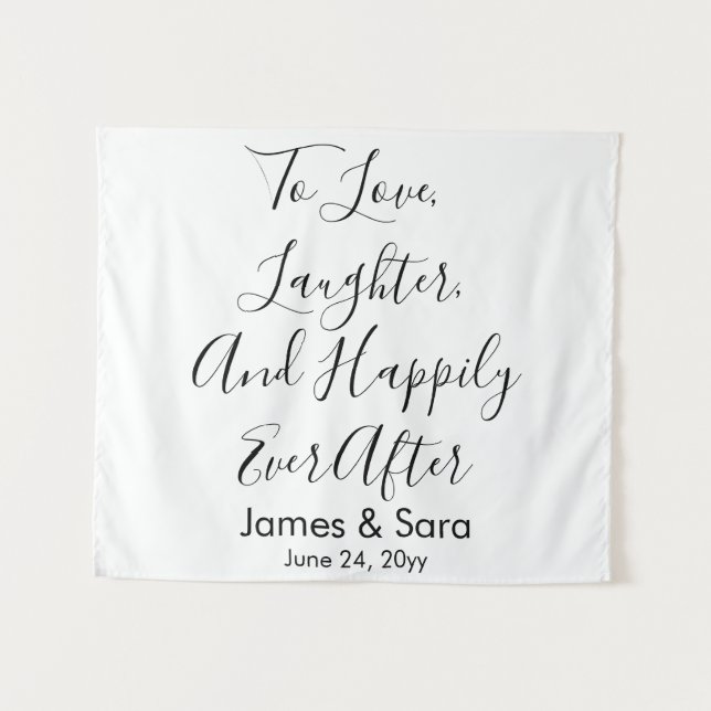 Maßgeschneiderter Hochzeitshintergrund Chic Empfan Wandteppich (Vorderseite (Horizontal))