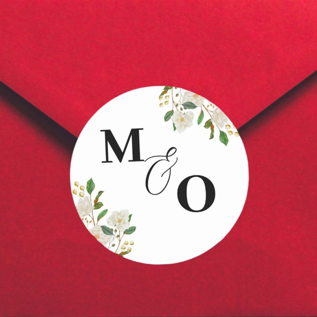 Maßgeschneiderter Hochzeitsticker mit Blume Runder Aufkleber (Von Creator hochgeladen)