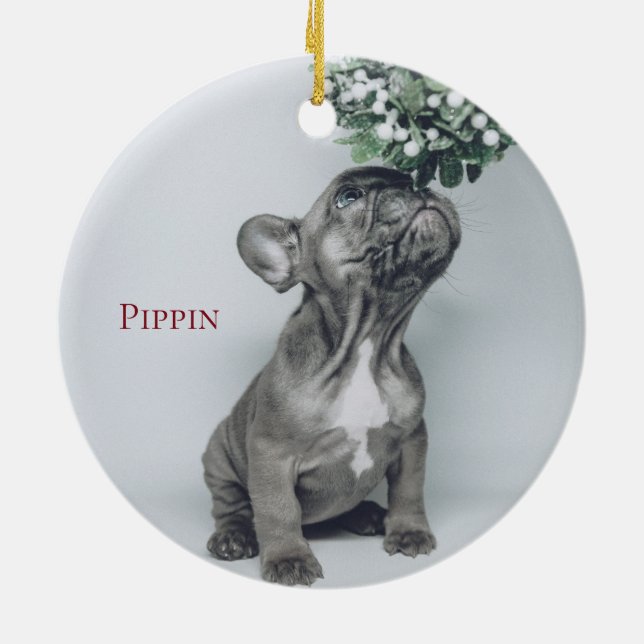 Maßgeschneiderter Hund Foto Keramik Ornament (Hinten)