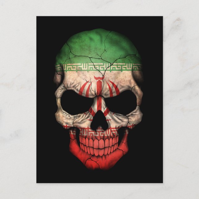 Maßgeschneiderter iranischer Flaggenschädel Postkarte (Vorderseite)