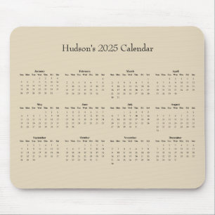 Maßgeschneiderter Kalender für das ganze Jahr 2025 Mousepad