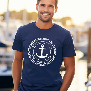 Maßgeschneiderter Kapitän und Schiffsnamensgrenze T-Shirt