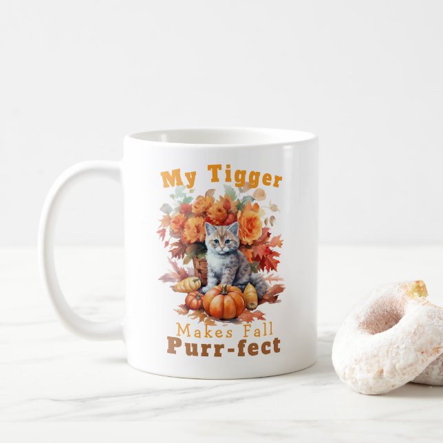 Maßgeschneiderter Katzenklatscher für den Herbst Kaffeetasse (Mit Donut)