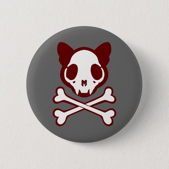 Maßgeschneiderter Katzenschädel und Kreuzknochen Button (Vorderseite)