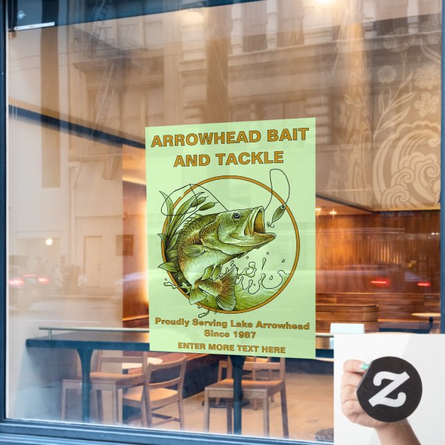 Maßgeschneiderter Köder-Shop Largemouth Bass Lure Fensteraufkleber (Café-Fenster)