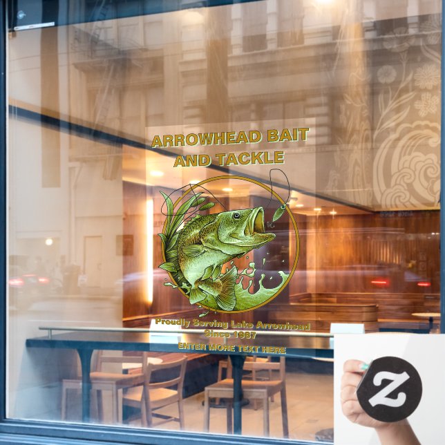 Maßgeschneiderter Köder-Shop Largemouth Bass Lure Fensteraufkleber (Café-Fenster)