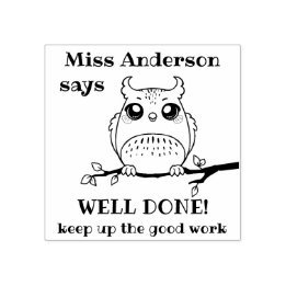 Maßgeschneiderter Lehrer sagt gut gemacht Owl posi Gummistempel