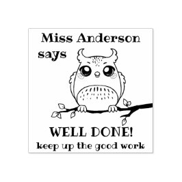 Maßgeschneiderter Lehrer sagt gut gemacht Owl posi Gummistempel