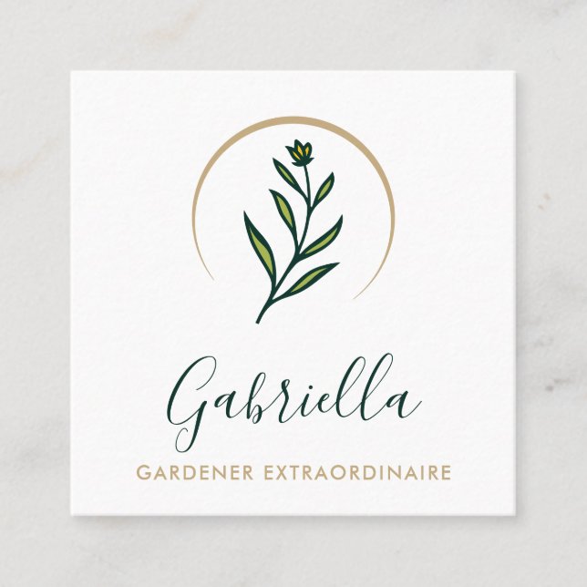 Maßgeschneiderter Logo-QR-Code für Gärtner Quadratische Visitenkarte (Vorderseite)