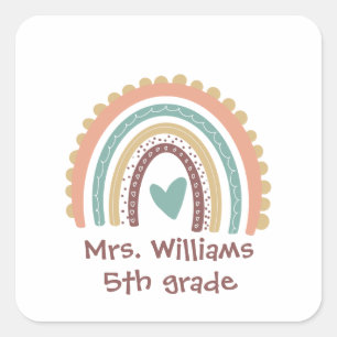 Maßgeschneiderter moderner Niedlicher Regenbogenle Quadratischer Aufkleber