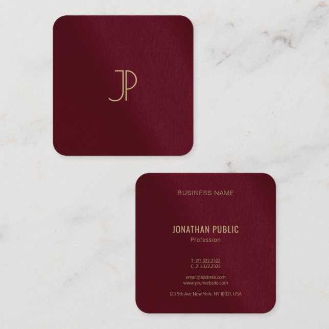 Maßgeschneiderter moderner Template Gold Color Mon Quadratische Visitenkarte (Vorne/Hinten)