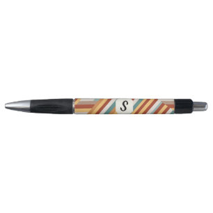 Maßgeschneiderter Monogram Moderner Retro 70er Geo Kugelschreiber