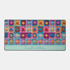 Maßgeschneiderter Name Crochet Granny Platz Schreibtischunterlage