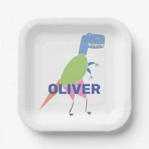 Maßgeschneiderter Niedlicher T Rex Dinosaur-Kinder Pappteller
