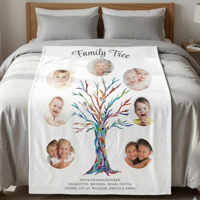 Maßgeschneiderter Oma Foto Family Tree Keepake Fleecedecke (Von Creator hochgeladen)