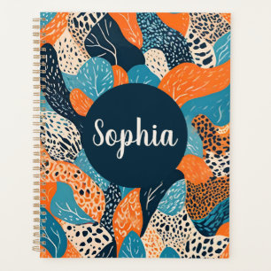 Maßgeschneiderter Orange- und Blue Cheetah Print P Planer