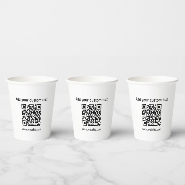 Maßgeschneiderter Qr-Code für weißen Minimalkaffee Pappbecher (Multi)