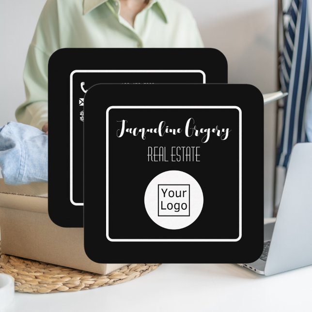 Maßgeschneiderter QR-Code Modernes Logo Schwarze U Quadratische Visitenkarte (Von Creator hochgeladen)