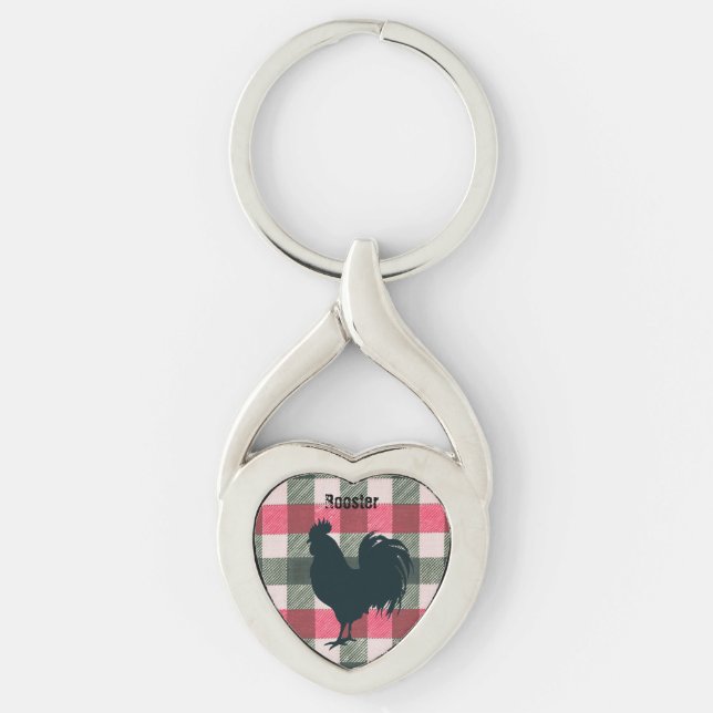 Maßgeschneiderter Rooster Gingham Schlüsselanhänger (Vorderseite)