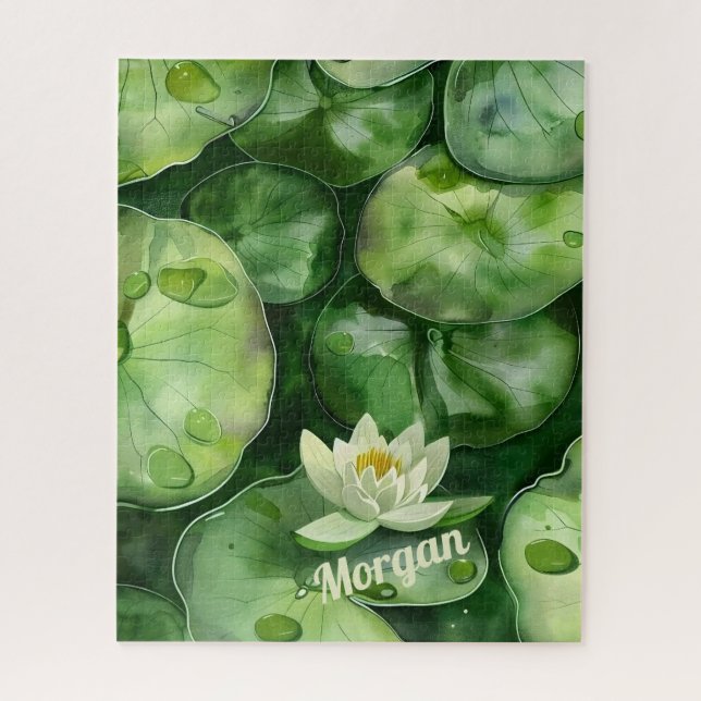 Maßgeschneiderter ruhiger Wasserfarbteich | Lotus  Puzzle (Vertikal)