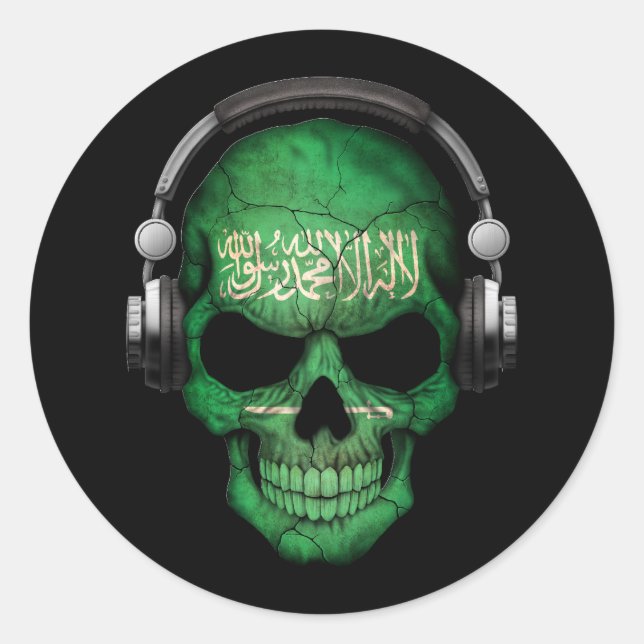Maßgeschneiderter saudi-arabischer Dj-Skull mit Ko Runder Aufkleber (Vorderseite)
