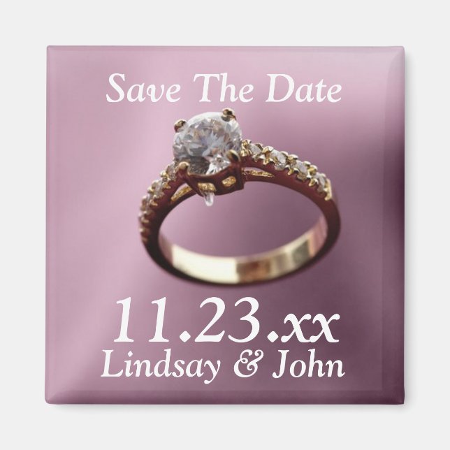 Maßgeschneiderter Save the Date Diamant Verlobung  Magnet (Vorne)
