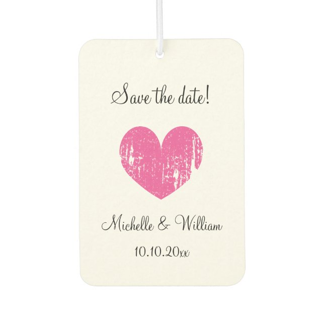 Maßgeschneiderter Save the Date Hochzeitsautokühle Autolufterfrischer (Vorderseite)