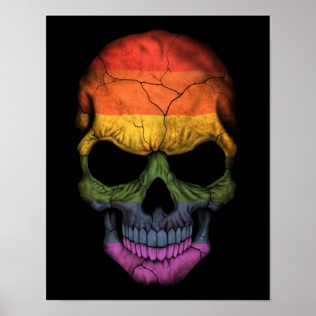 Maßgeschneiderter Schädel mit Gay Pride-Regenbogen Poster (Vorne)