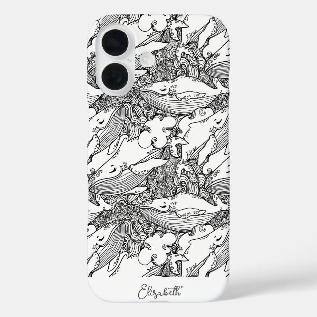 Maßgeschneiderter Schwarz-Weiß-Buckelwal Case-Mate iPhone Hülle (Rückseite)