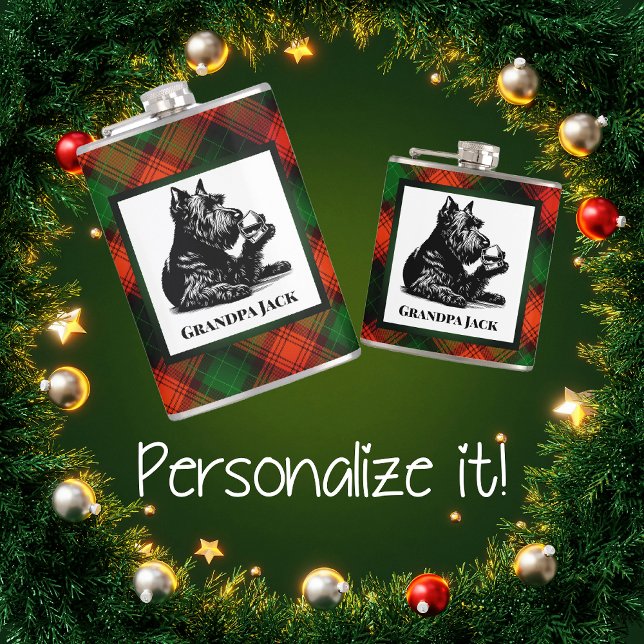 Maßgeschneiderter Scotty Hund und Tartan Wee Dram Flachmann (Von Creator hochgeladen)