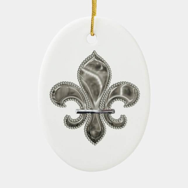 Maßgeschneiderter Silber Fleur de Lys Ornament (Vorne)