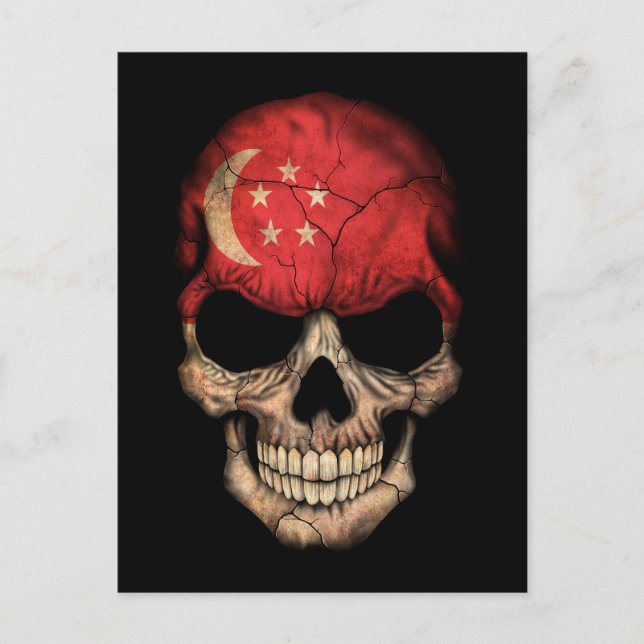 Maßgeschneiderter Singapur Flag Skull Postkarte (Vorderseite)