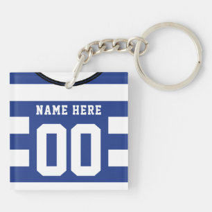 Maßgeschneiderter Soccer Jersey Keyring, Blaue Str Schlüsselanhänger