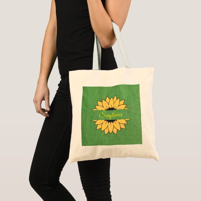 Maßgeschneiderter Sonnenblumengrün-Beutel Tragetasche (Vorderseite (Produkt))