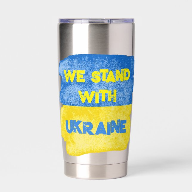 Maßgeschneiderter Status mit UKRAINE Flag zur Unte Thermobecher (Vorderseite)