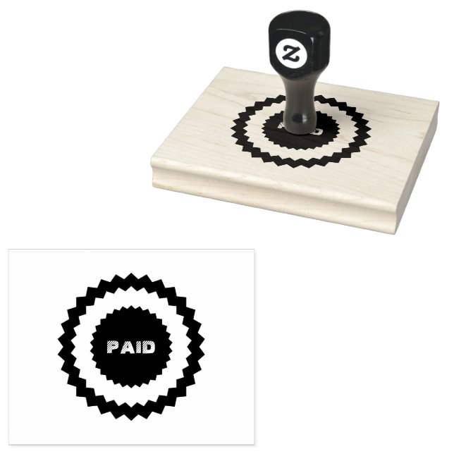 Maßgeschneiderter Text BEZAHLT Dauerhafte Hölzerhü Gummistempel (Stempel)