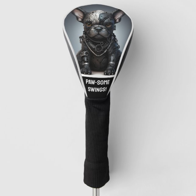 Maßgeschneiderter Text, Metal Frenchie Welpe Golf Headcover (Vorderseite)