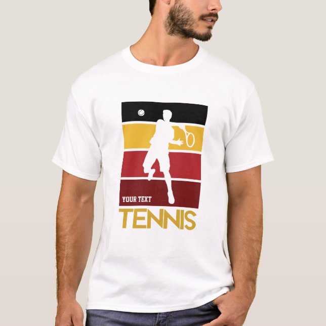Maßgeschneiderter Text, Retro-Tennis Erwachsene T-Shirt (Vorderseite)