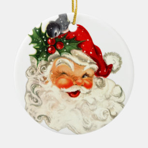 Maßgeschneiderter Vintager Santa Tree Keramik Ornament