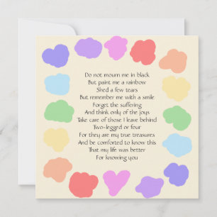 Maßgeschneiderter Weck/Gedenkstein — Regenbogenged Einladung