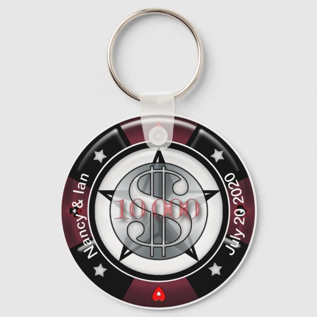 Maßgeschneiderter Wedding Keepake Vegas Chip Schlüsselanhänger (Vorderseite)