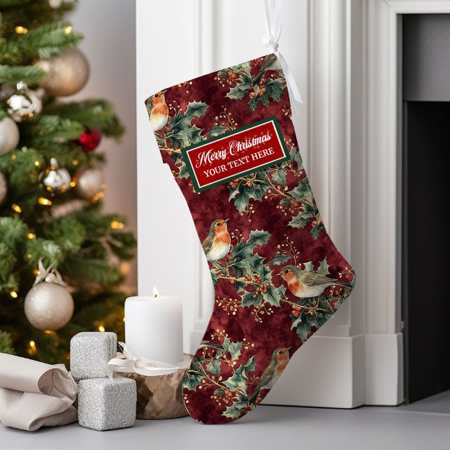 Maßgeschneiderter Weihnachts-Strumpf Personalisier Großer Weihnachtsstrumpf (Custom Christmas Stocking Personalized Watercolor Holiday)